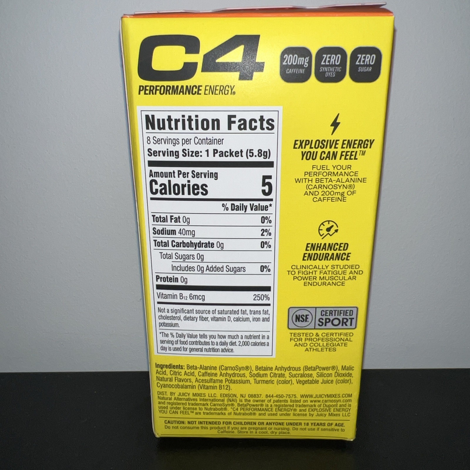 C4 Performance Energy Powder Mix Orange Slice, 8 Pack