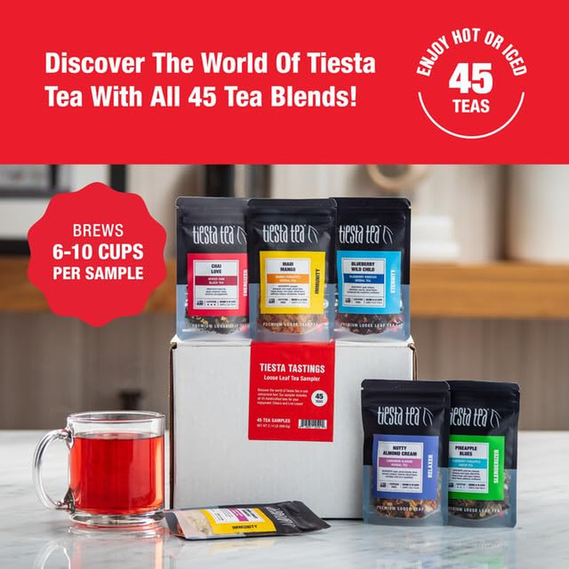 Sampler Set with 45 Pouches & Brewbasket Infuser Bundle