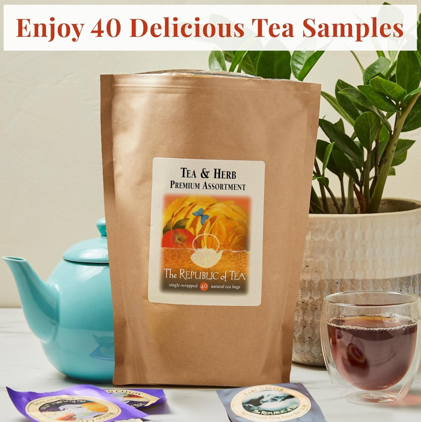 The Republic of Tea 80 (40 ct. pack of 2) – asst. individually wrapped tea bags
