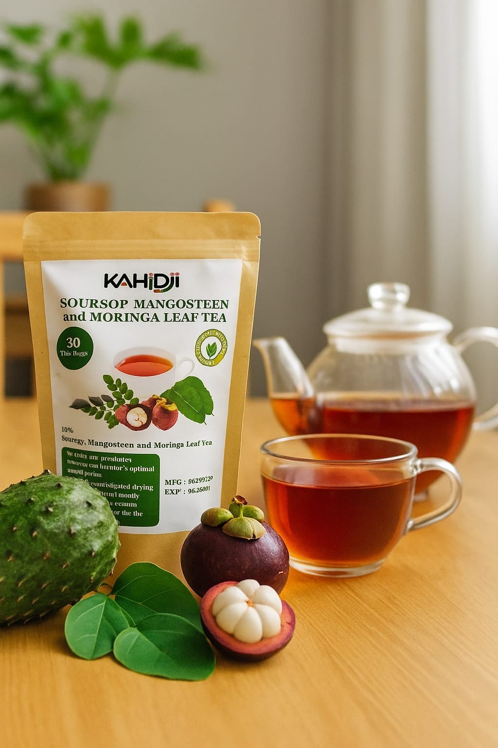 Organic Soursop Leaves , Moringa Leaves & Mangosteen Peel Tea 30 bags