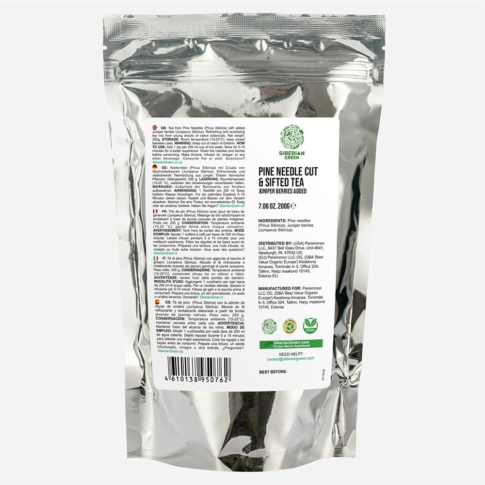 Pine Needle Tea Powder 200g (7.05oz) Wild Harvested Pinus Sibirica White Pine