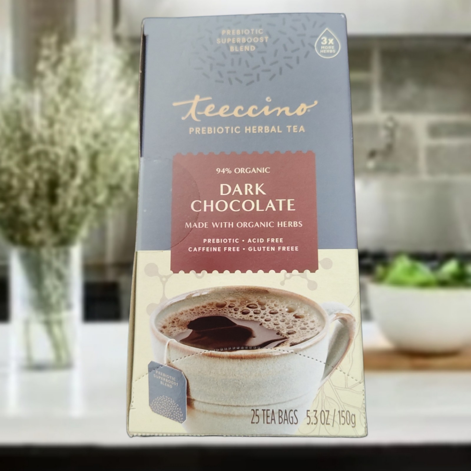 Teeccino Dark Chocolate Prebiotic Organic Herbal Tea 25 CT Gluten Free