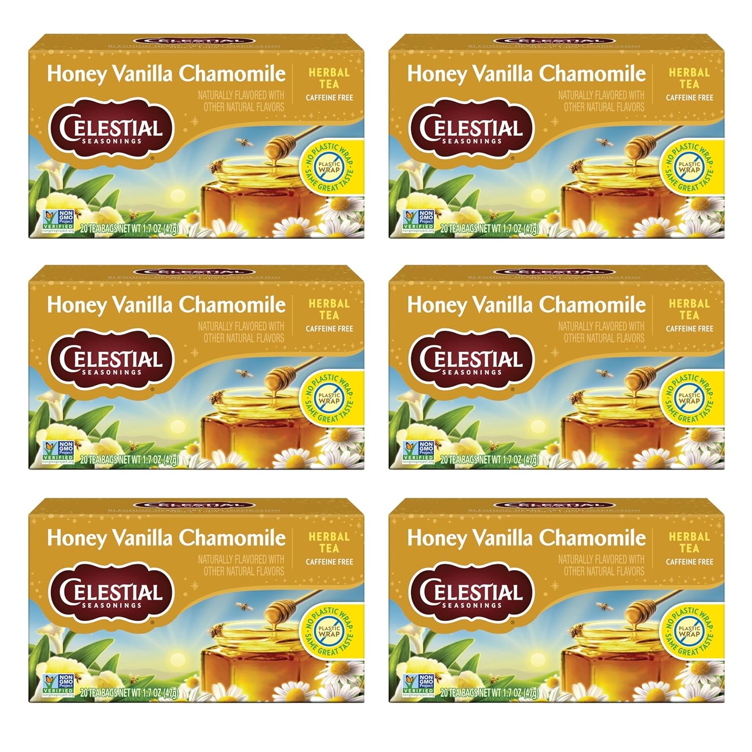 Celestial Seasonings Chamomile Tea Bags – Honey Vanilla Herbal Tea, Caffeine Fre