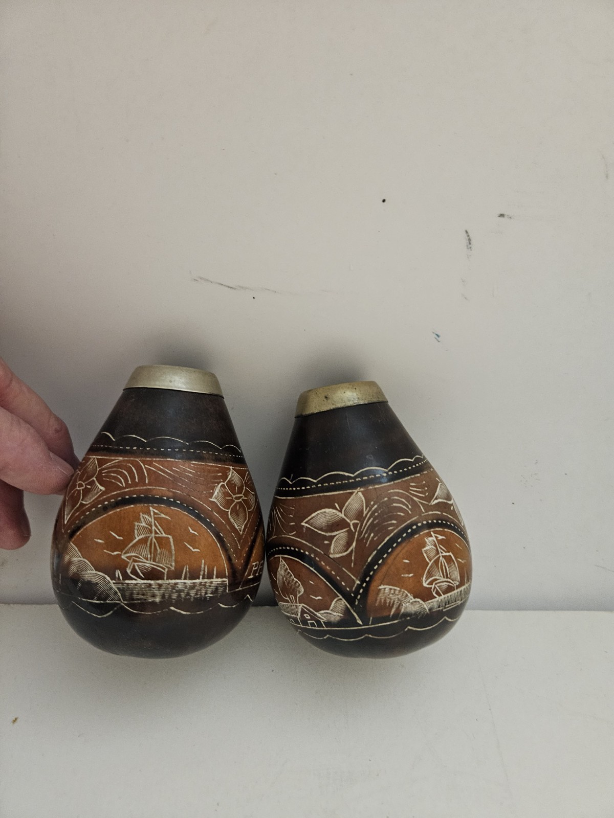 2 Yerba Mate Gourd Drinking Vessels