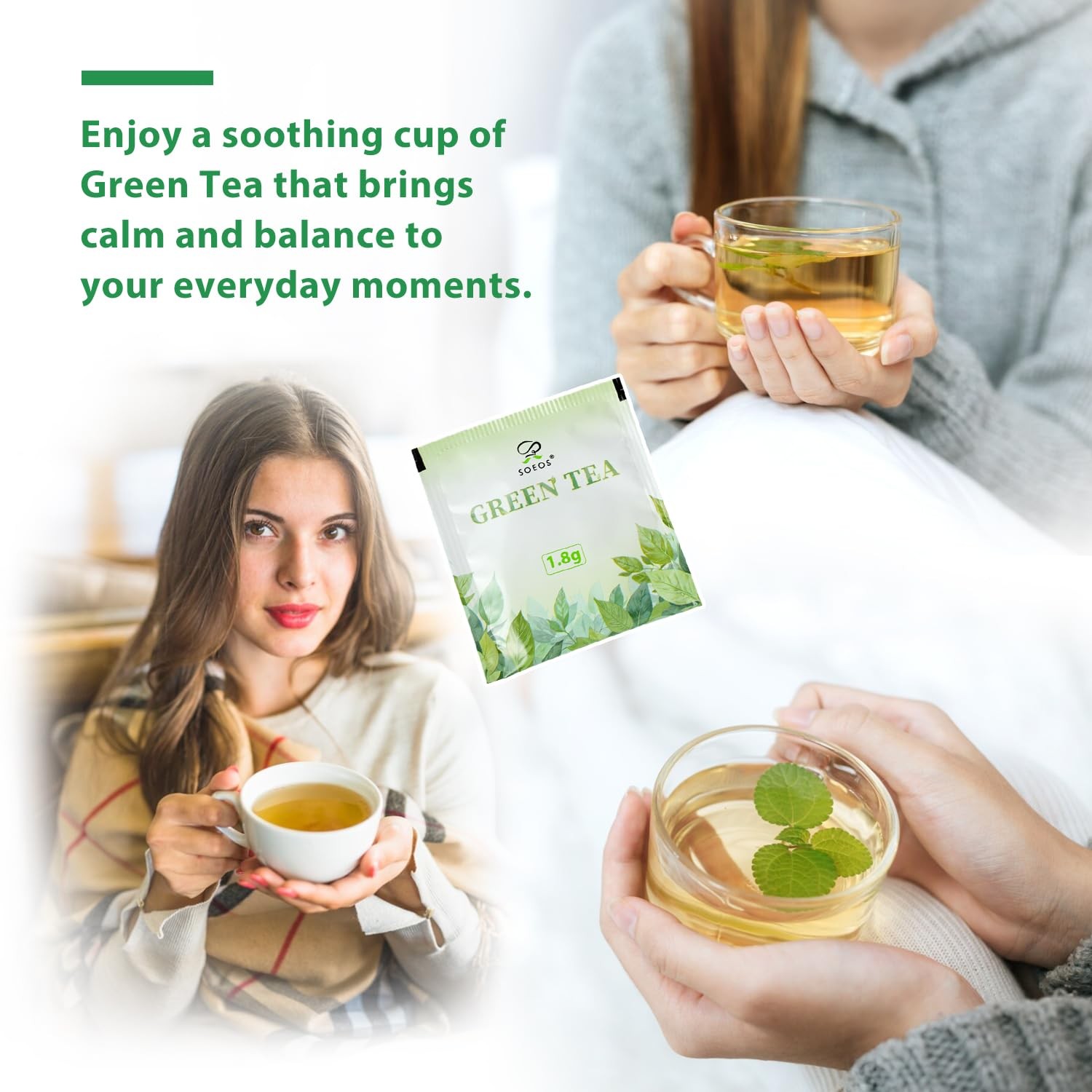 Green Tea, 6.3 oz (180g), 200 Tea Bags, Pack of 2, Refreshing and Fragrant, S…