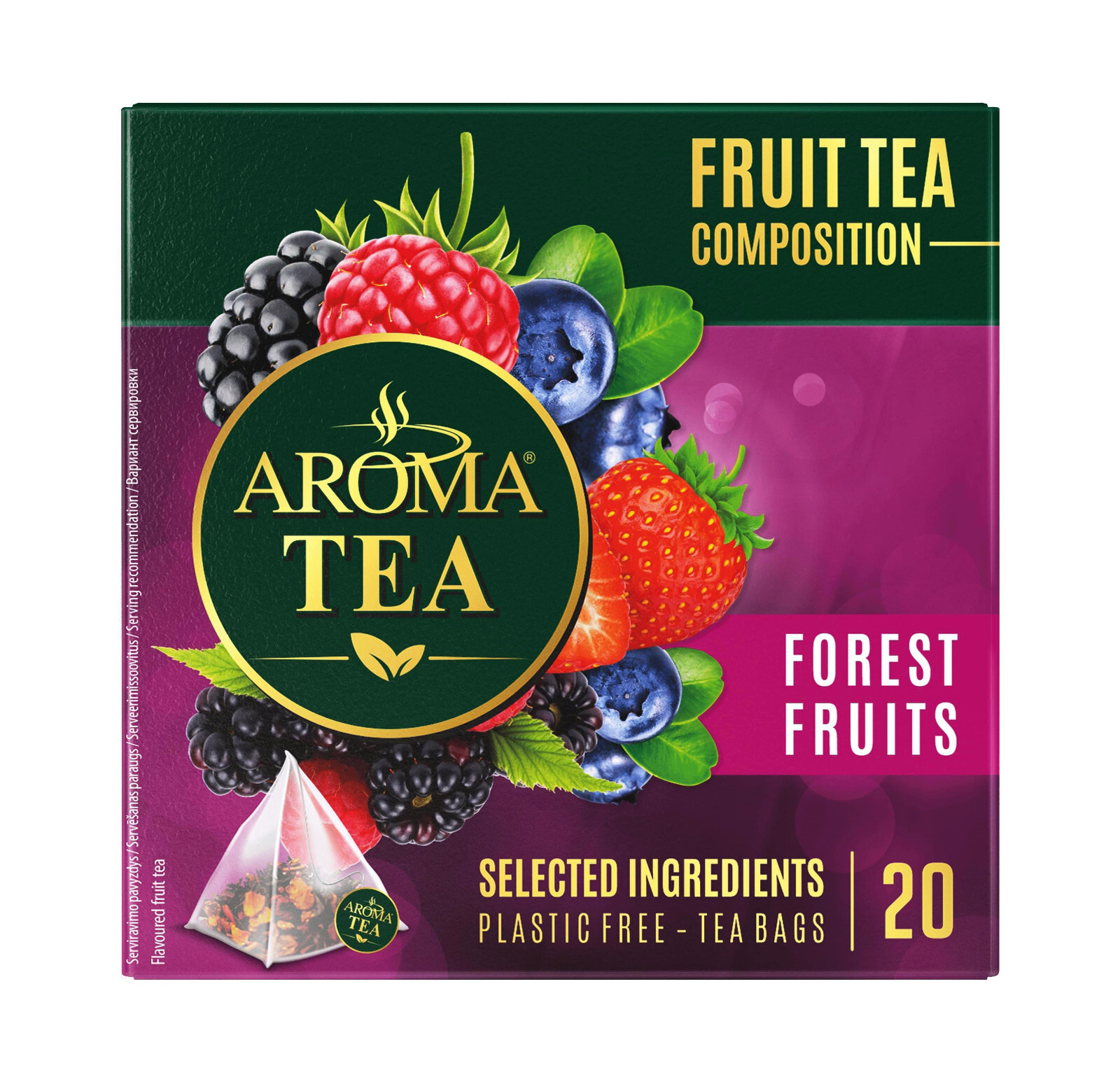 4 AROMA TEA Forest Fruits Flavor Tea 20 Silk Pyramid Bag Boxes