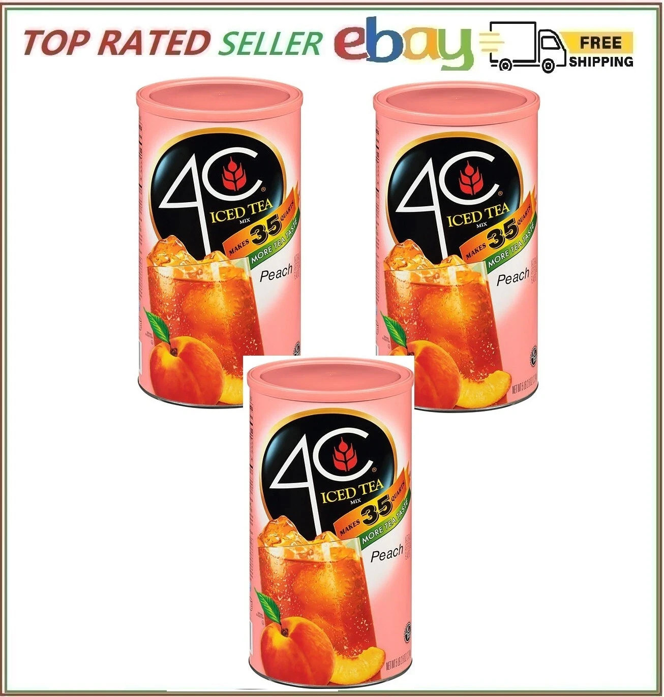 3 Pack – 4C 35 QT Peach Iced Tea Mix (82.6 oz.)