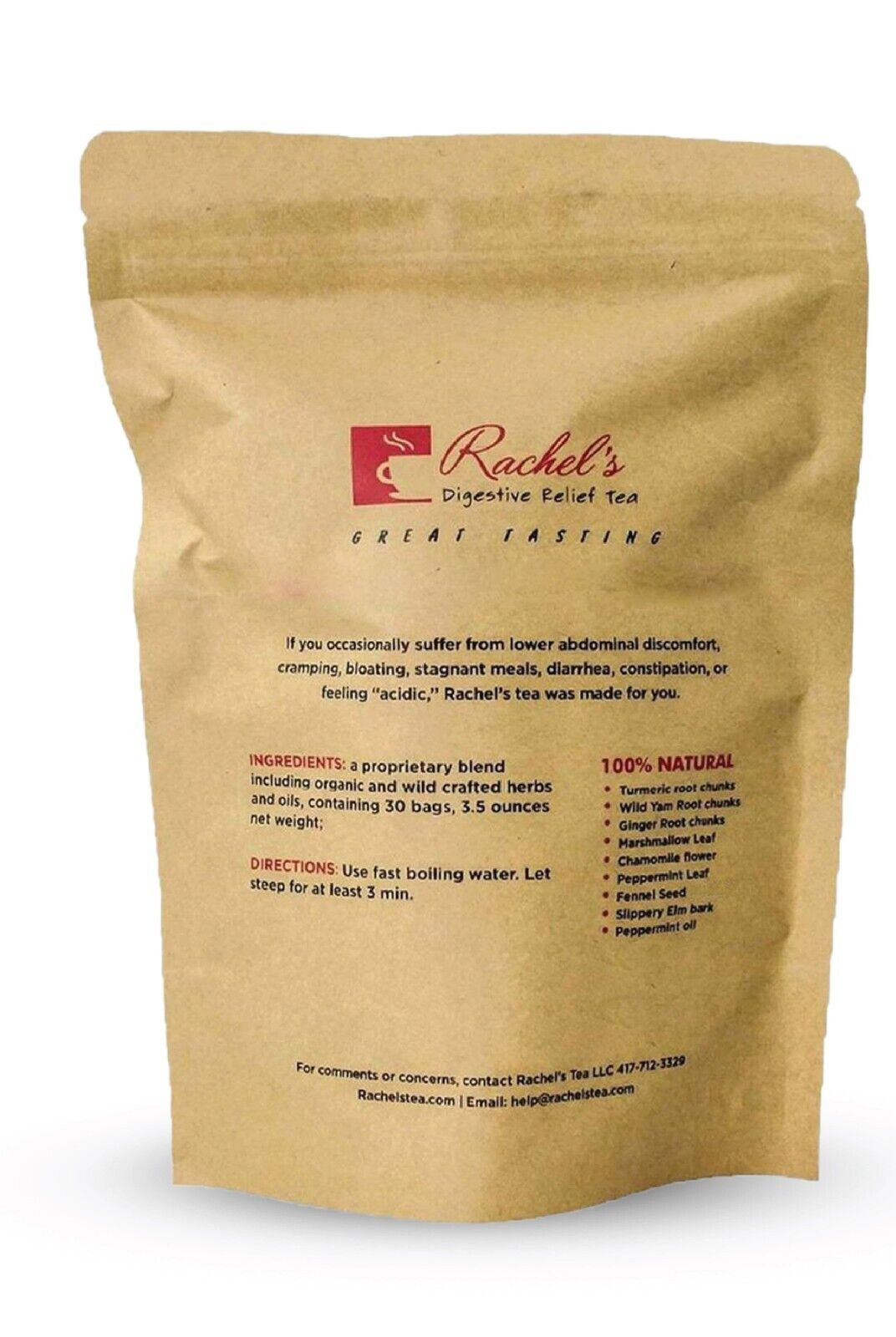 (30 Bags/60 Cups) Rachel’s Digestive Tea + Peppermint oil for Tummy Soothing