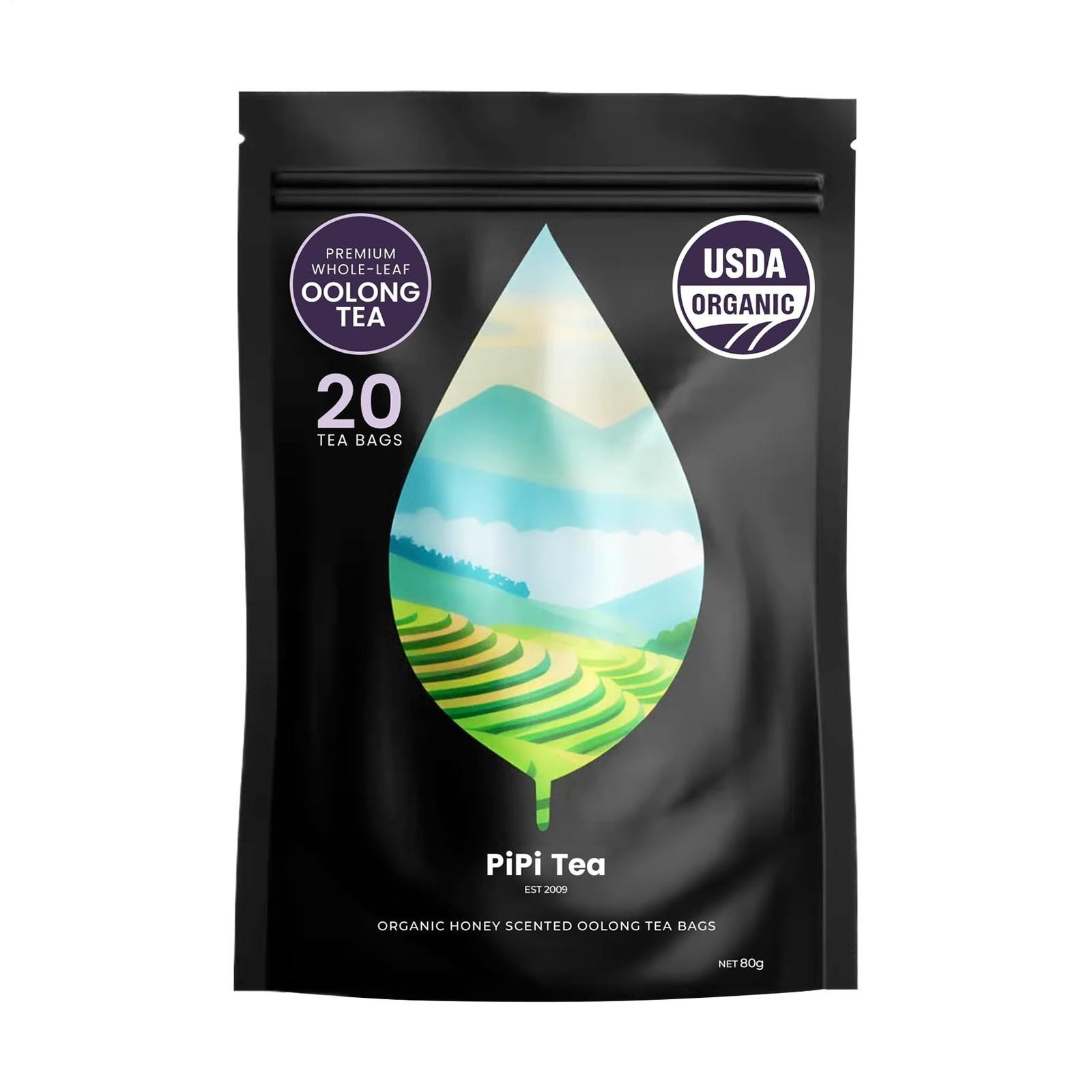 10 Packs PiPi Tea Organic Oolong Tea Bags Whole Leaf 20 Bags (4g Each) CortisorS