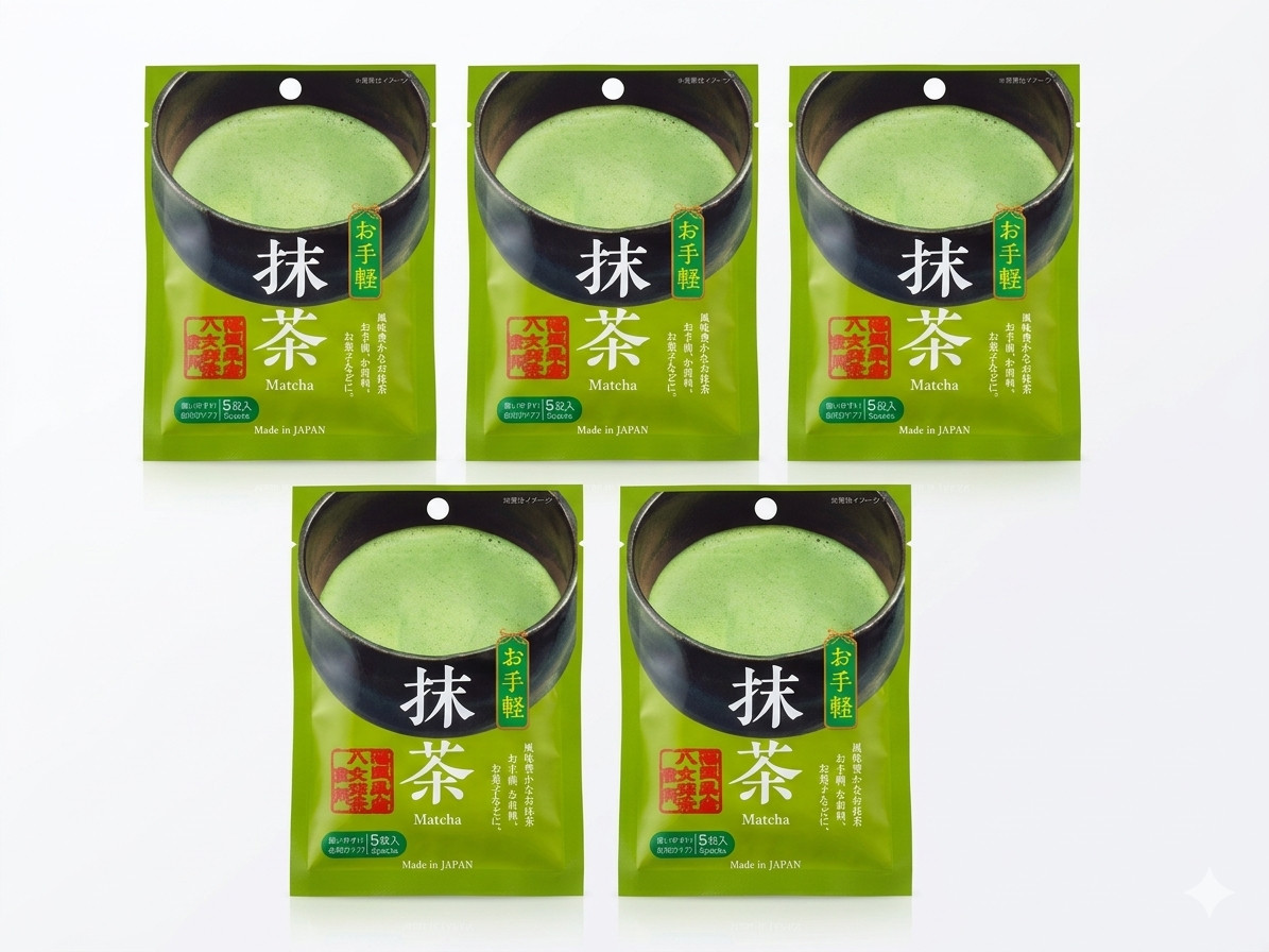 [5 Packs] Japanese Matcha Green Tea Powder Authentic Made in Japan [Set of 5]