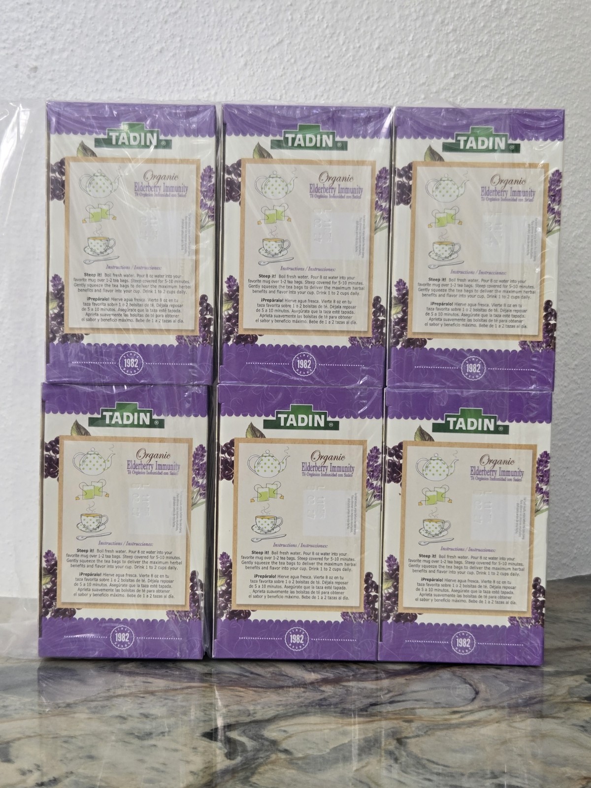 Tadin Organic Elderberry Immunity 20 Tea Bags (Lot Of 6 Boxes) Sick Health Drink