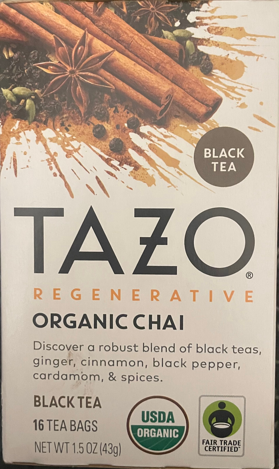Regenerative, Organic Chai, Black Tea, 16 Tea Bags, 1.5 oz (43 g)
