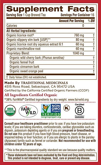 Traditional Medicinals Organic Throat Coat Seasonal Tea, 16 Tea Bags