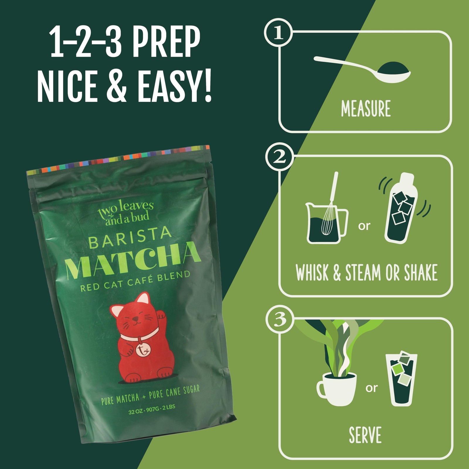 Two Leaves and a Bud Barista Matcha Sweetened Latte Blend, Japanese Matcha La…