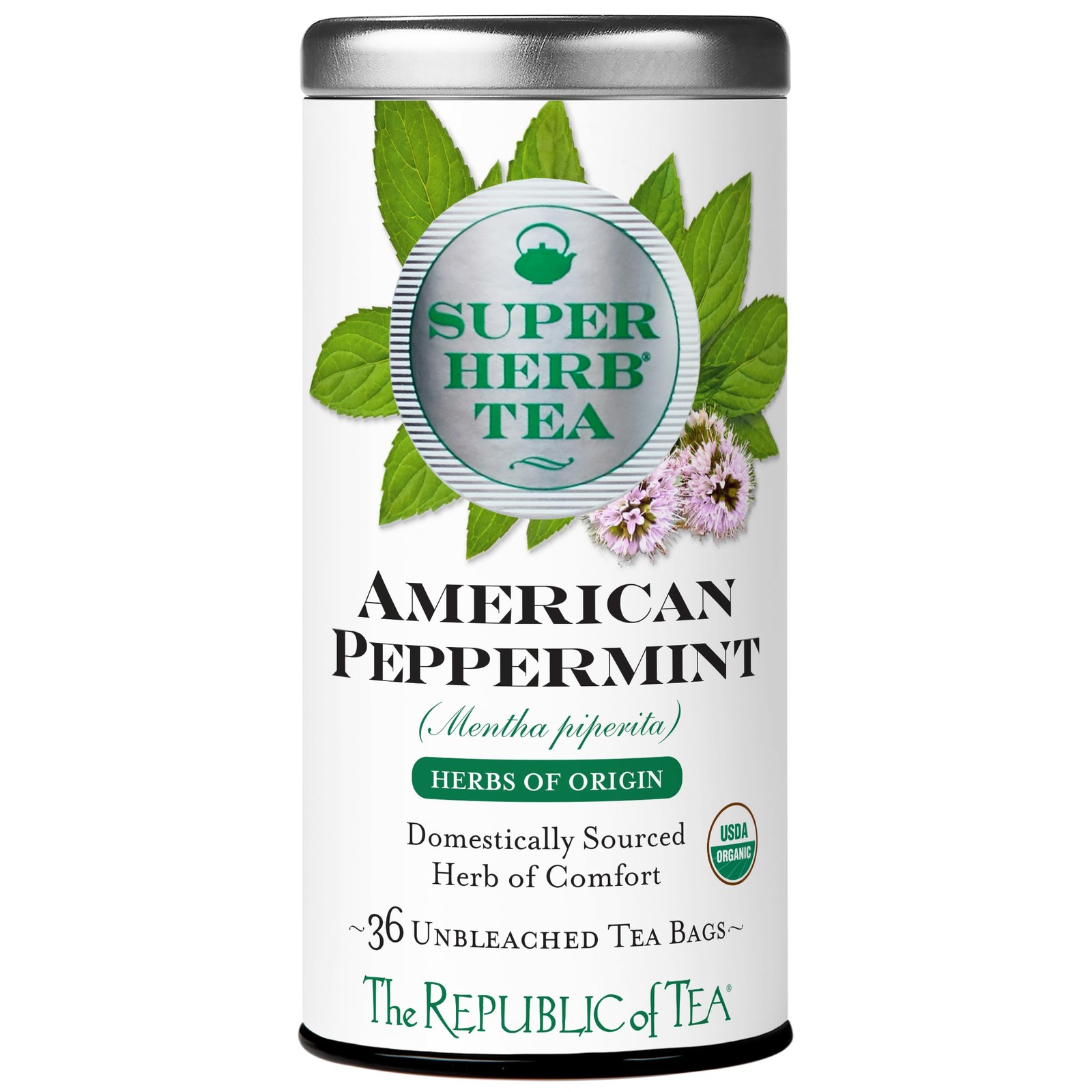 — Organic American Peppermint SuperHerb Tea Tin, 36 Herbal Tea Bags, Naturall…