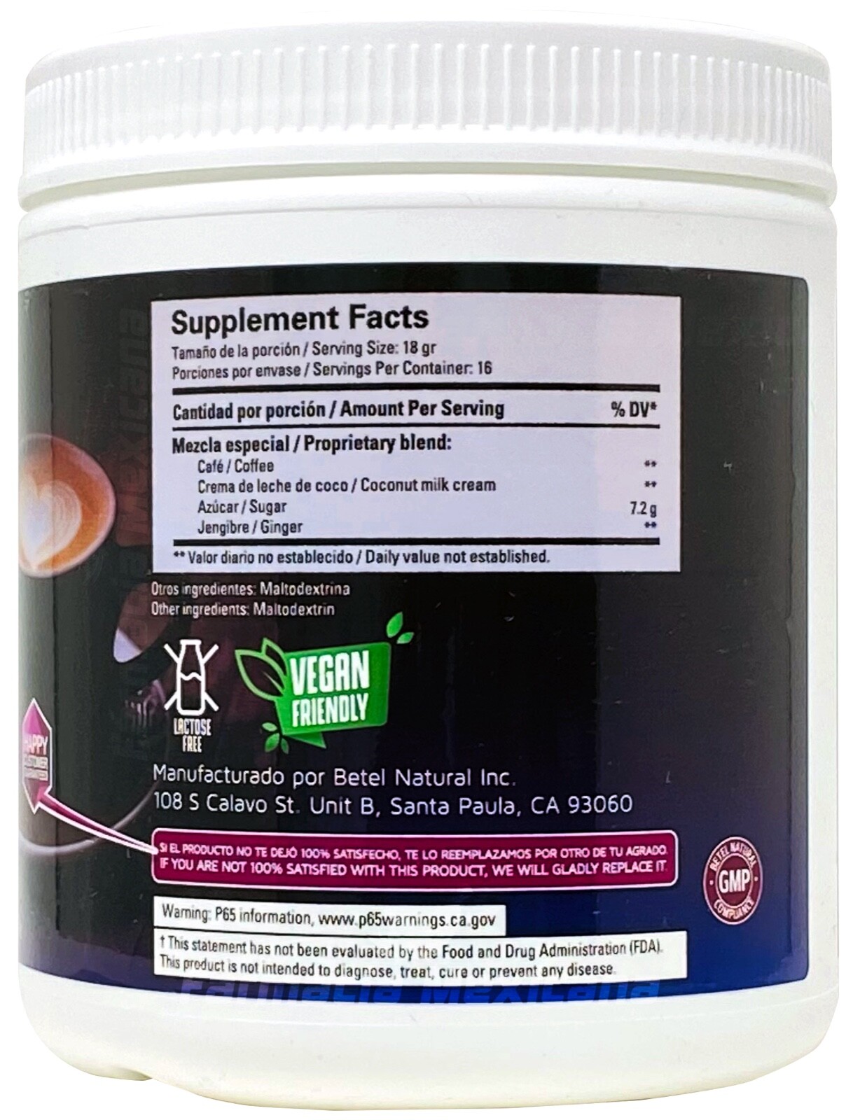 Premium Instant Coffee with Ginger (Jengibre) by Betel Natural – 100% Vegan