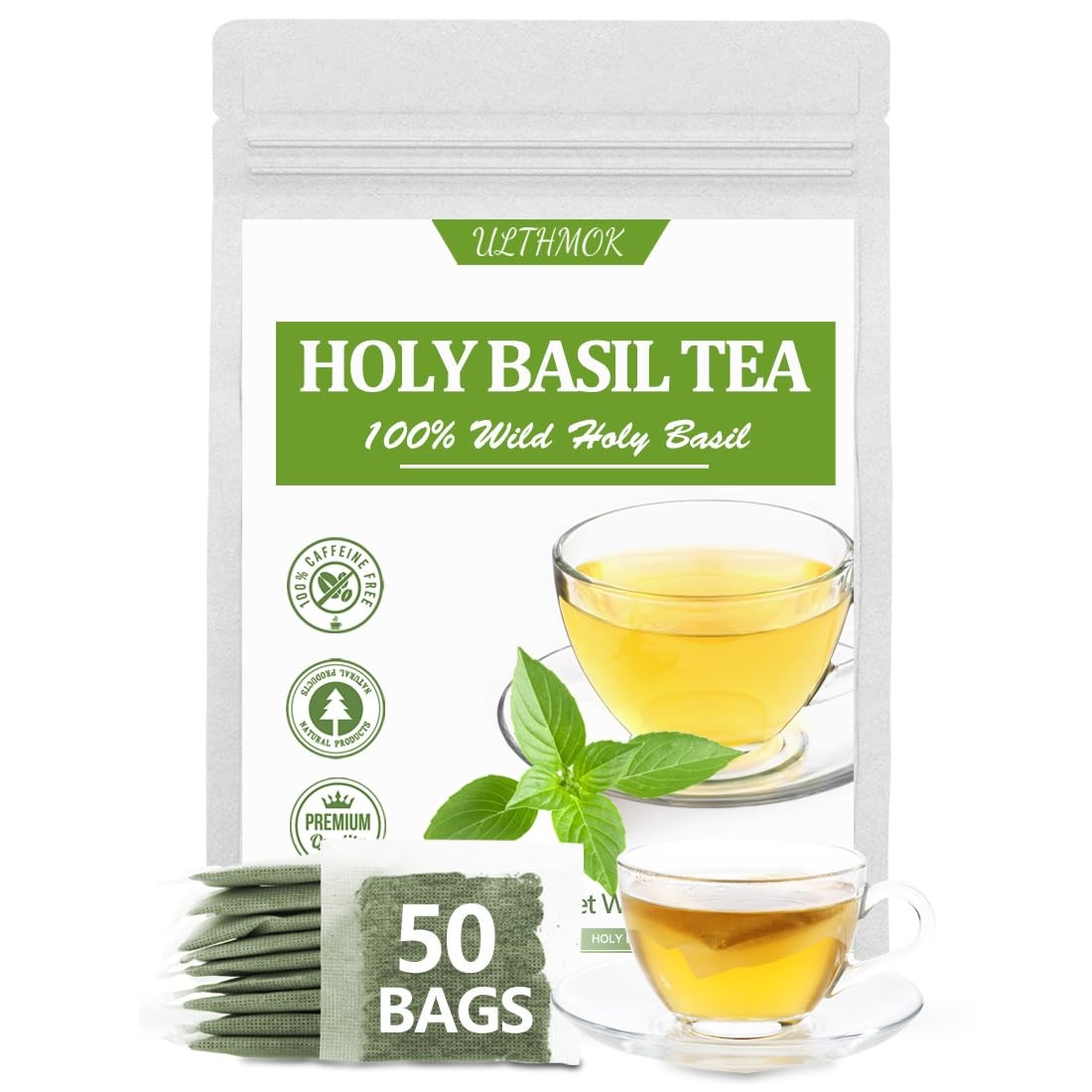 Premium 50 Holy Basil Tea Bags, Made with 100% Natural 50 Count (Pack of 1)