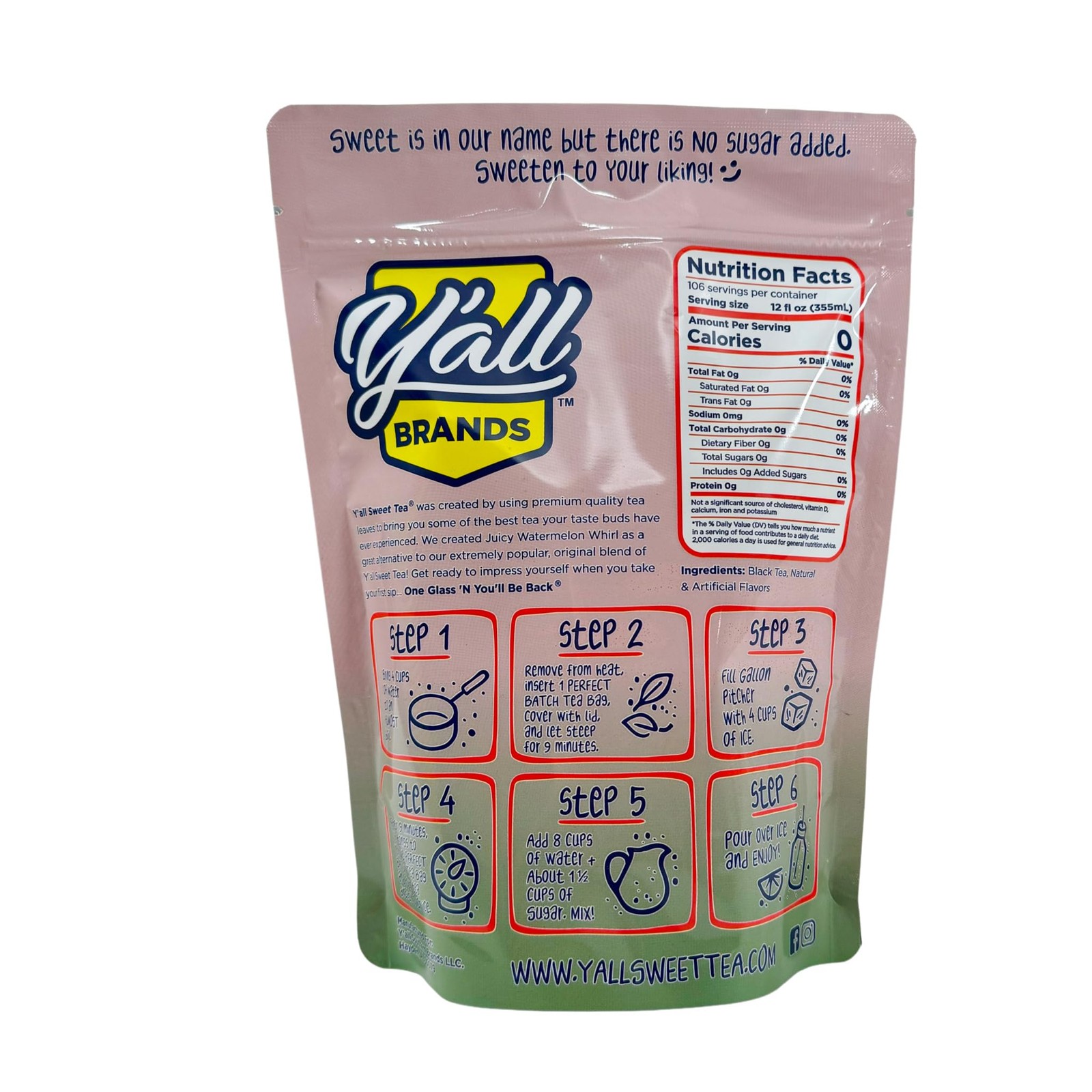 Yall Sweet Tea – Watermelon Flavored Iced Tea Bags One Gallon Size in 10 Gall…