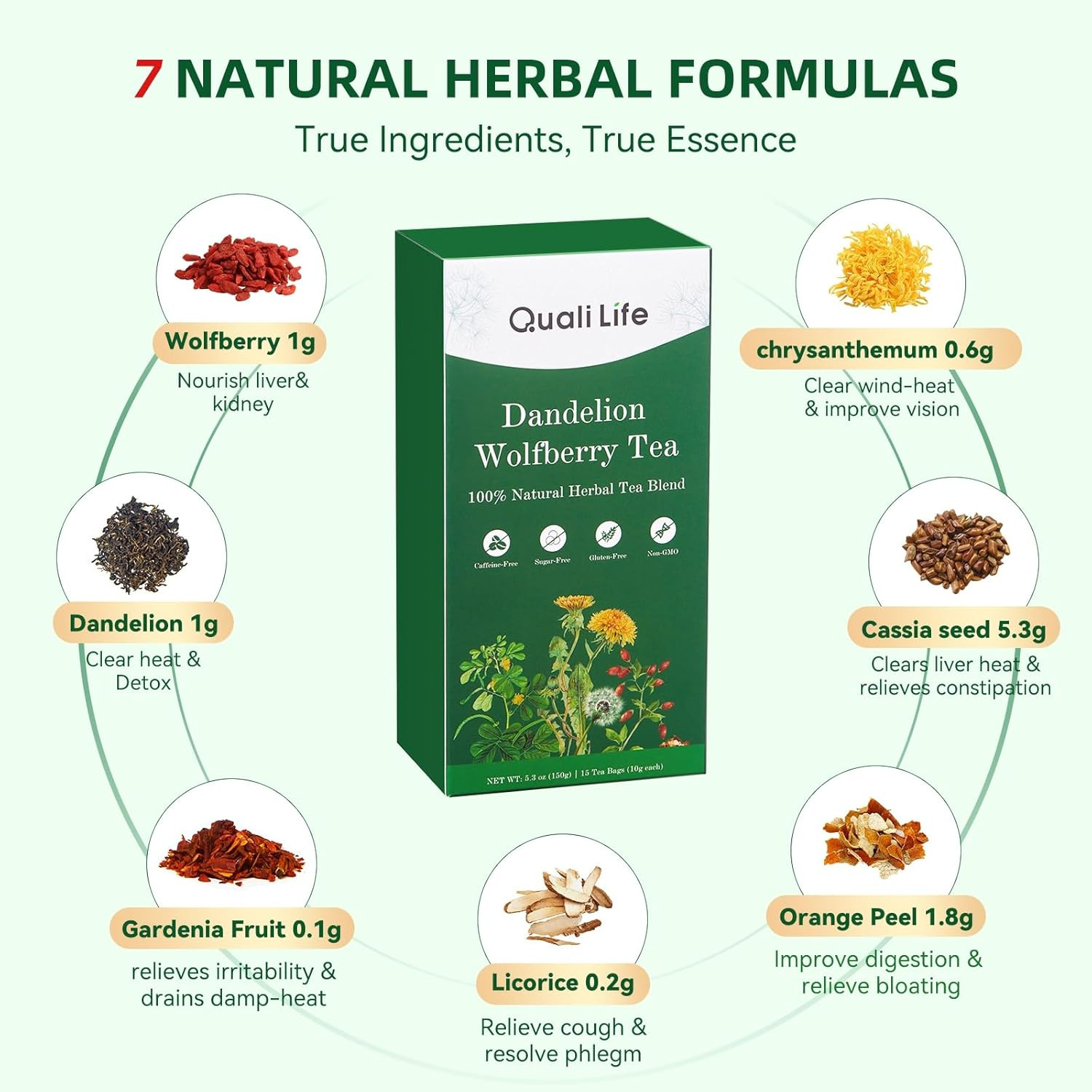 Dandelion Wolfberry Tea – Liver & Kidney Detox Herbal Tea, Summer Cleanse with C