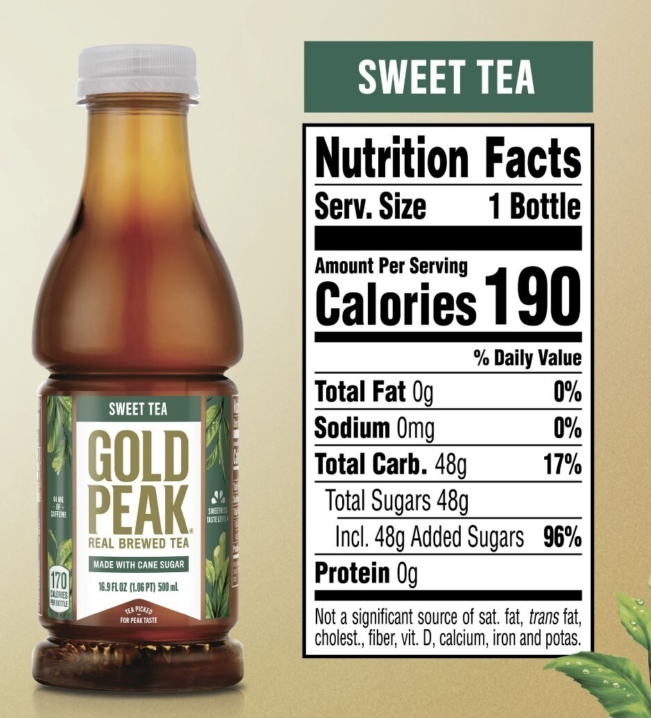 Gold Peak Real Brewed Tea Zero Sugar Diet, Tea Drink, 16.9 fl oz, 6 Bottles ,USA