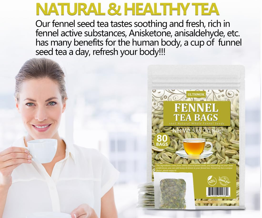 Premium Fennel Tea Bags 80 Tea Bags. Made with Natural Whole Fennel Seeds C…