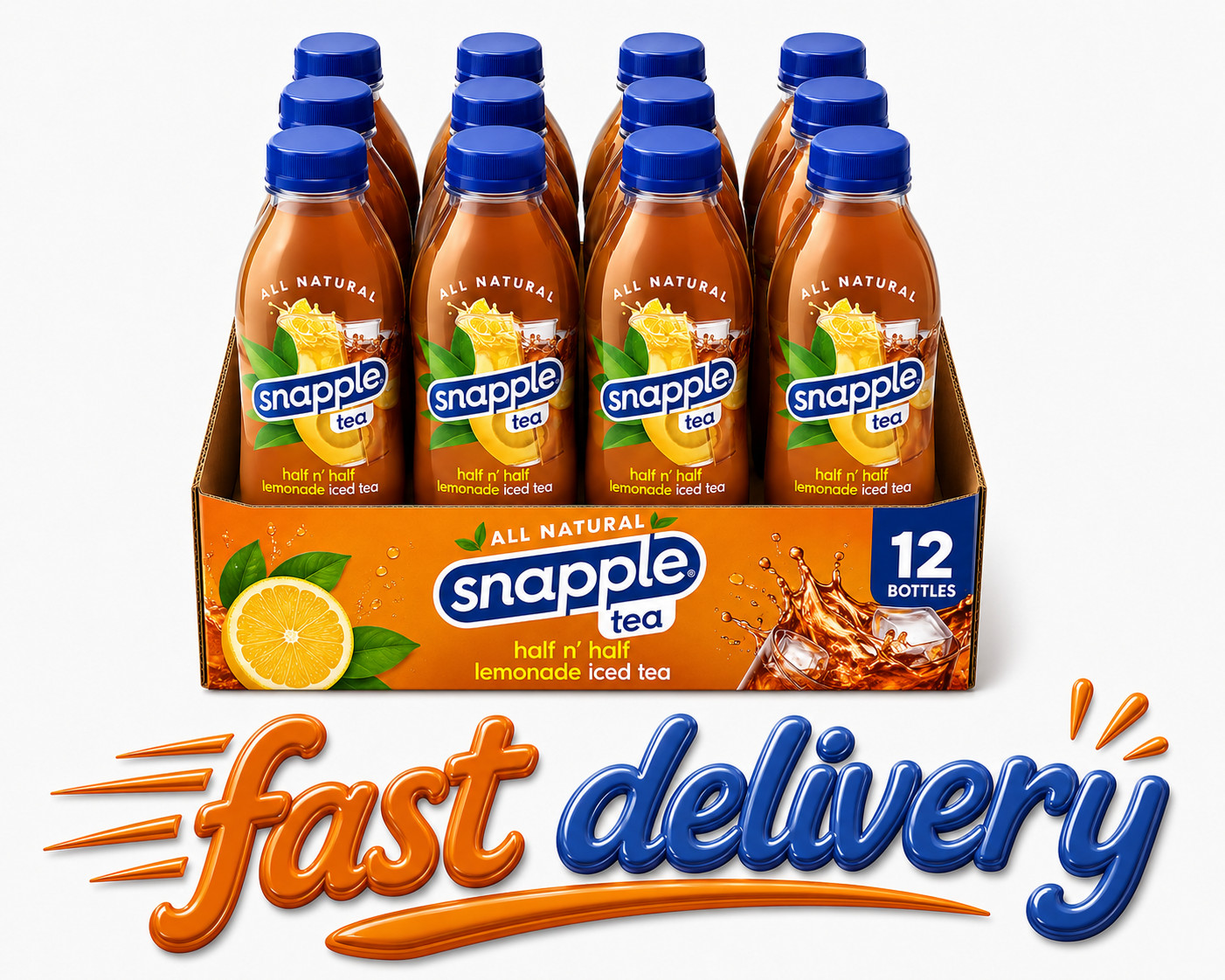 Snapple Half ‘n Half iced Tea & Lemonade – 16 fl oz Plastic Bottles, Pack of 12