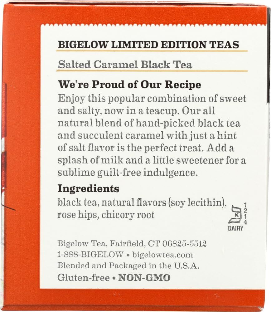 Bigelow Salted Caramel Tea 2 Packs 18 Teabags Each Total 36 Teabags