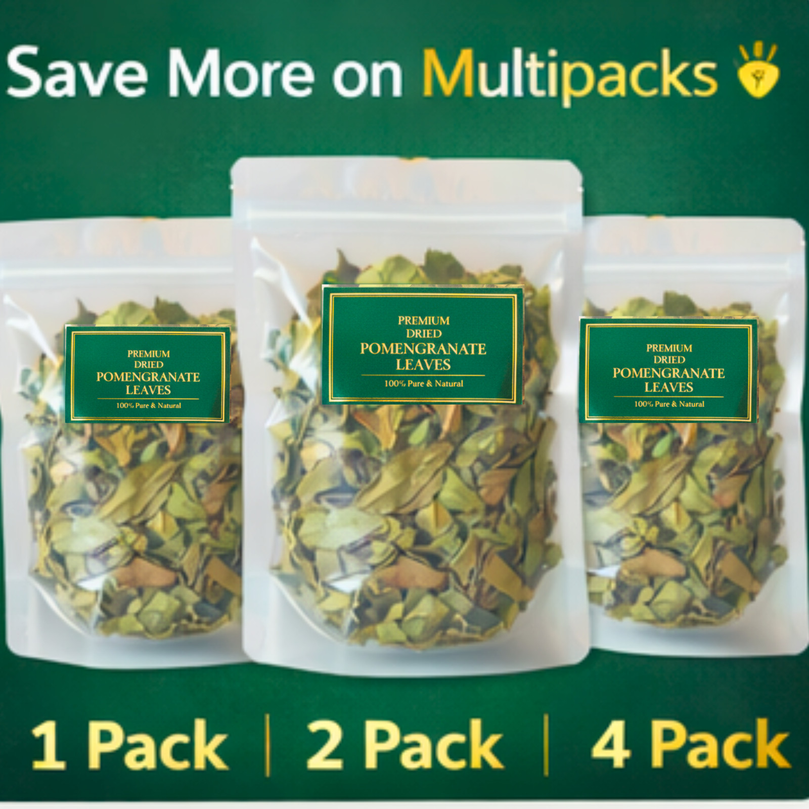Dried Pomegranate Leaves 25g | Natural Fresh Ceylon Herbal Tea | 1, 2, 4 Pack