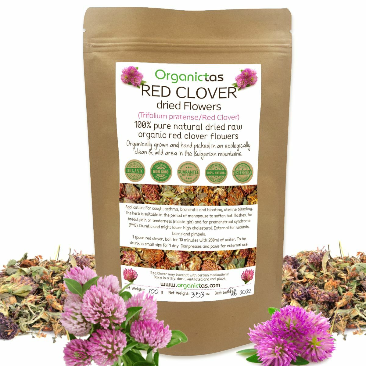 RED CLOVER Herbal Flower Tea (Trifolium Pratense) Premium Quality Organic 100 g