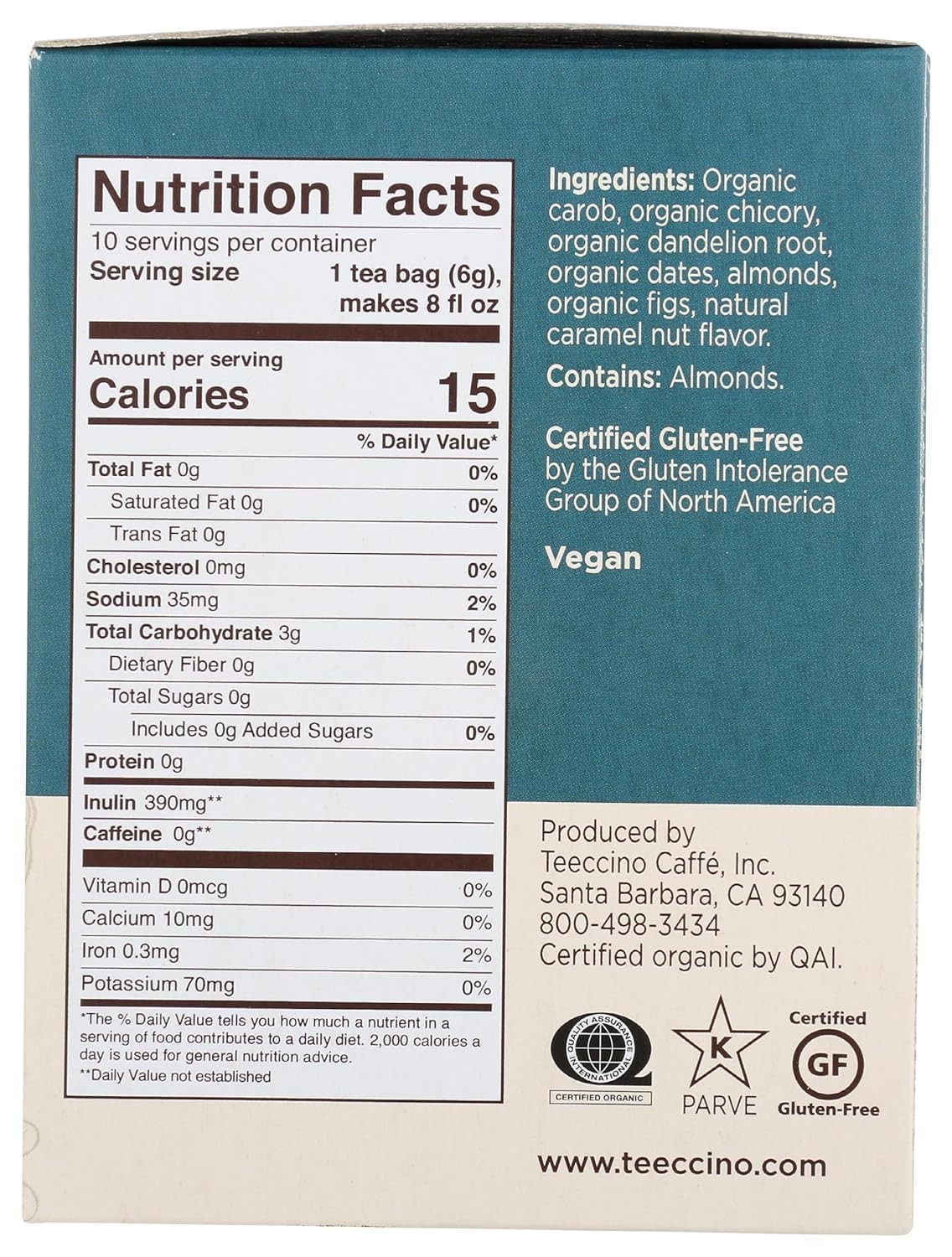 Dandelion Caramel Nut Tea – Caffeine , Roasted Tea with Prebiotics, 3x More H…