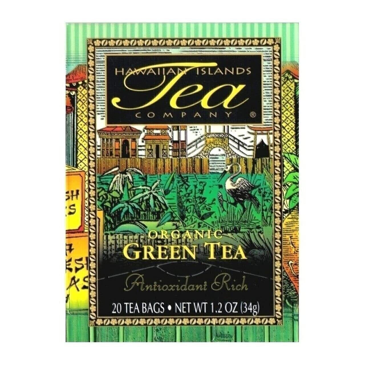 Hawaiian Island Certified Organic Green Tea, All Natural, 20 Teabags 1.41 oz.