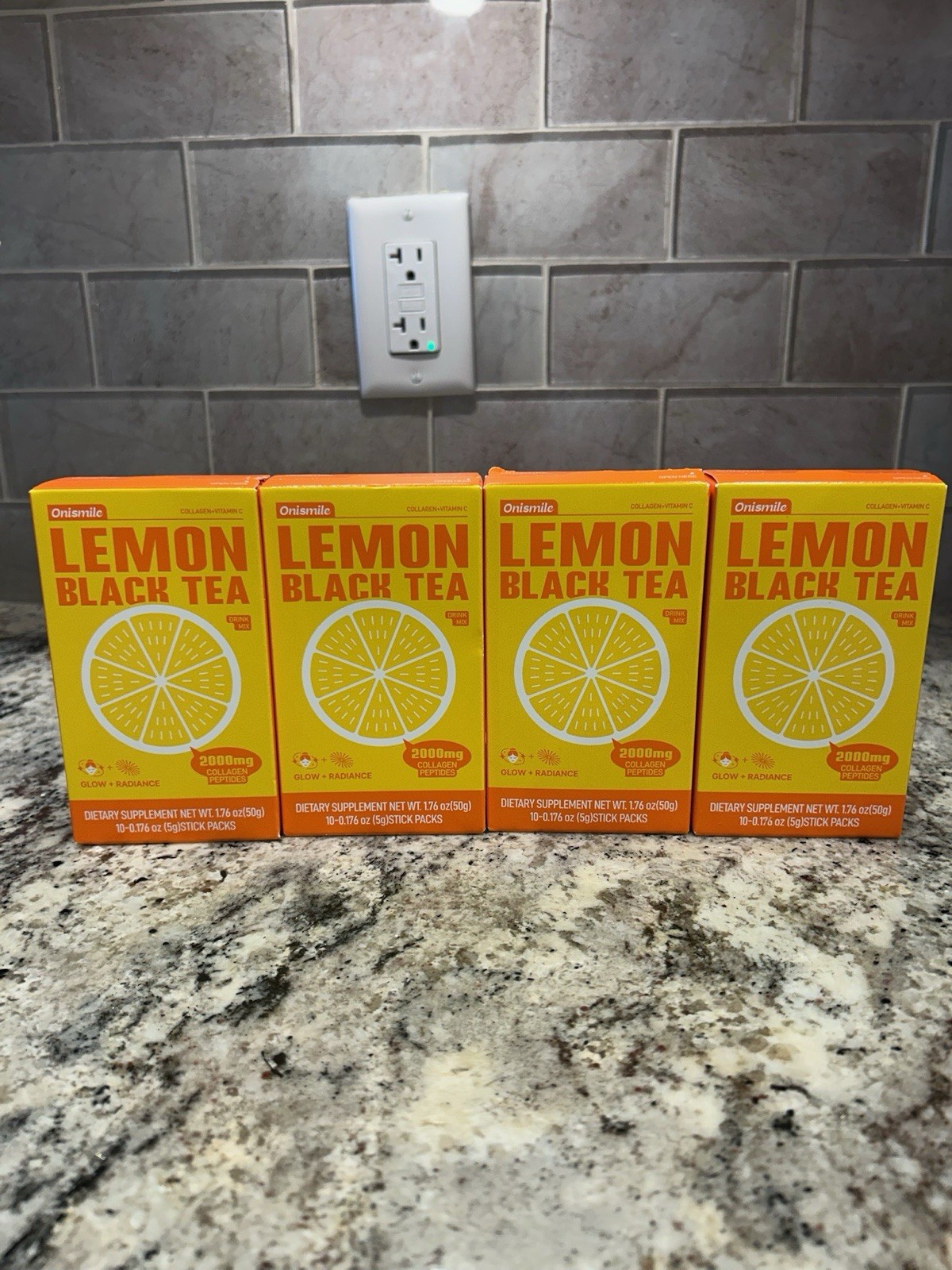 Onismile Lemon Black Tea Stick Packs, Sugar Free Non-GMO, 4 Boxes 50g
