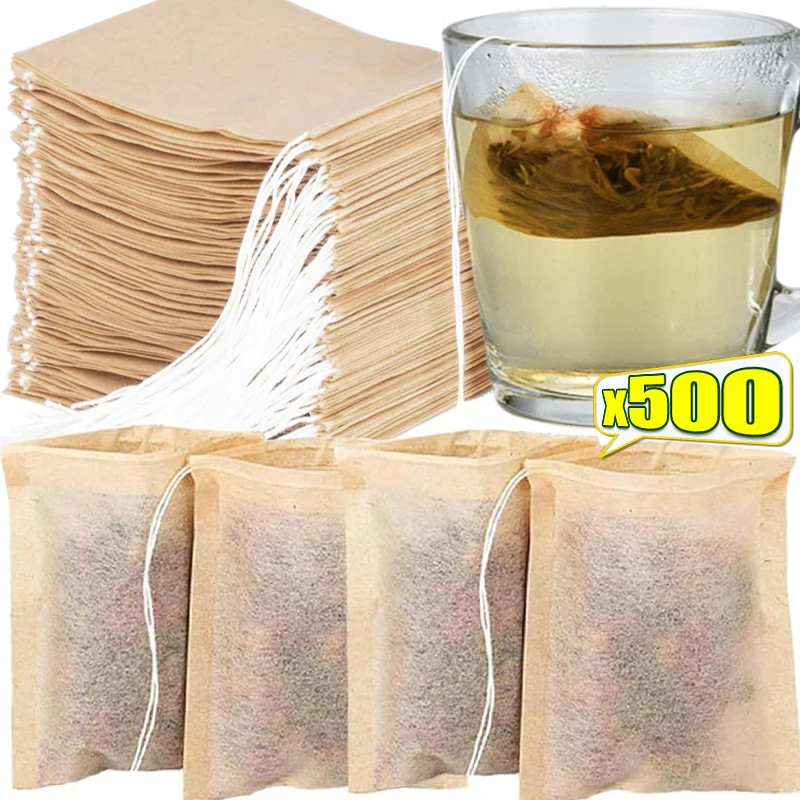 500/100PCS Disposable Teabags with Drawstring Coffee Filter Paper Bag Empty Loos