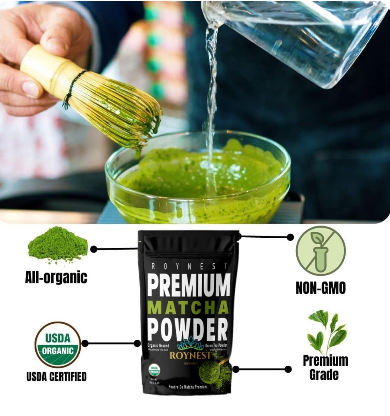 Matcha USDA 100% OrgaNico Te Verde En Polvo 1 Oz Para Adelgazar Rapido Sin BPA Y