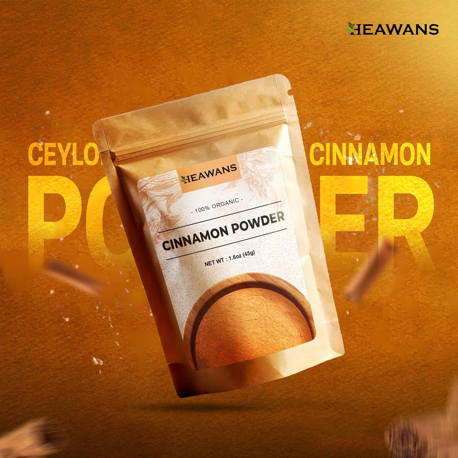 Organic Ceylon Cinnamon Ground Premium (Real or True Cinnamon) Grade Powder from