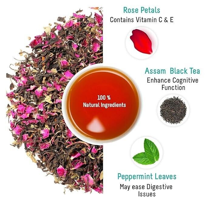OH CHA Rose Tea with Mint 35gms Herbal Tea for Weight Loss.