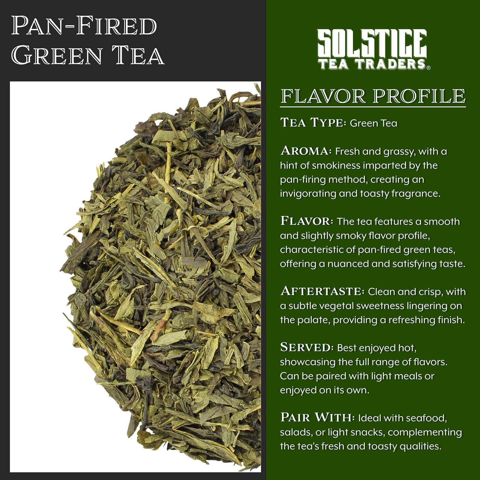 Pan-fired Green Tea Loose Leaf 8oz, Makes 100+ Cups of Tea Chinese Origin
