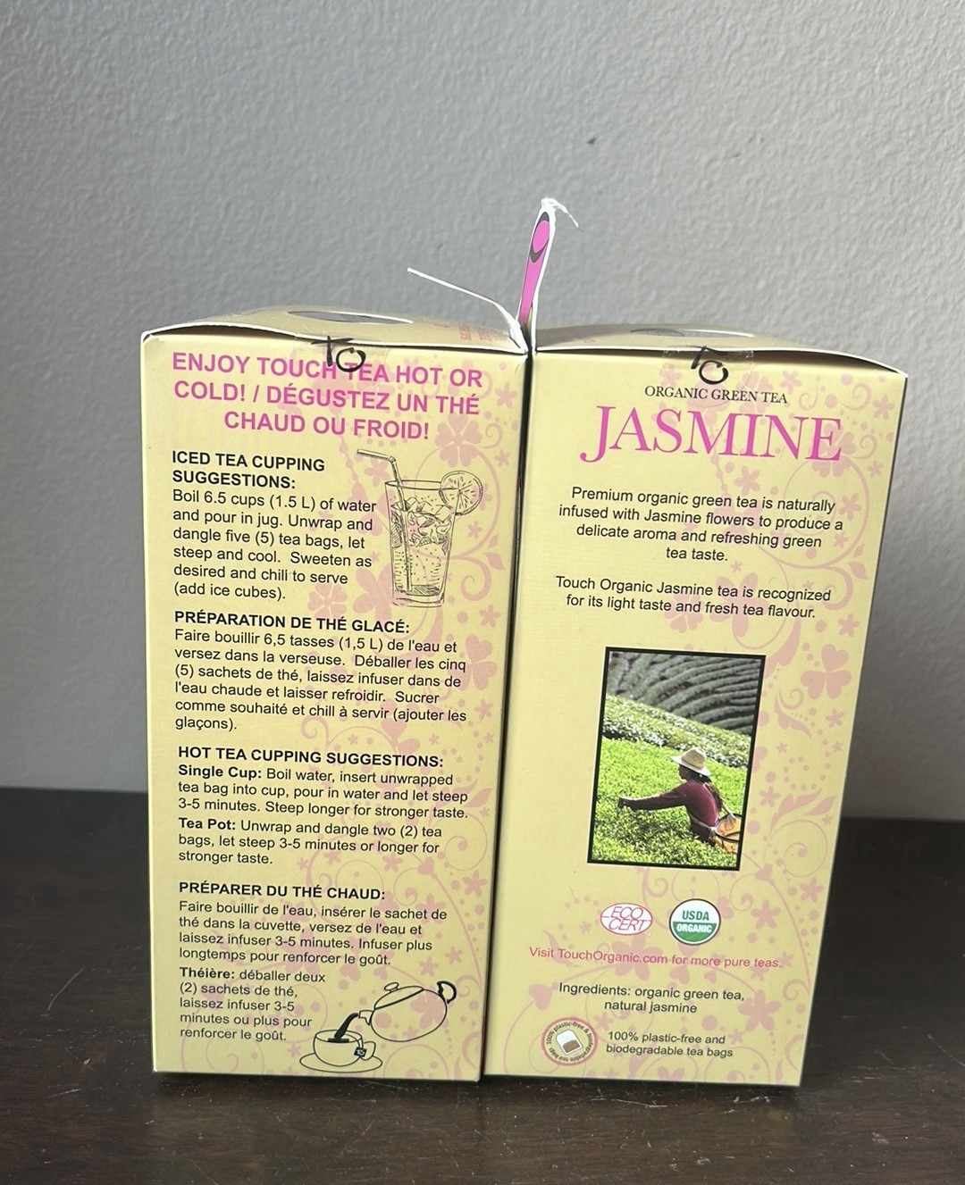 2 Touch Organic Jasmine Green Tea Bags, 40 Bags, 2.5 oz Exp 12/26