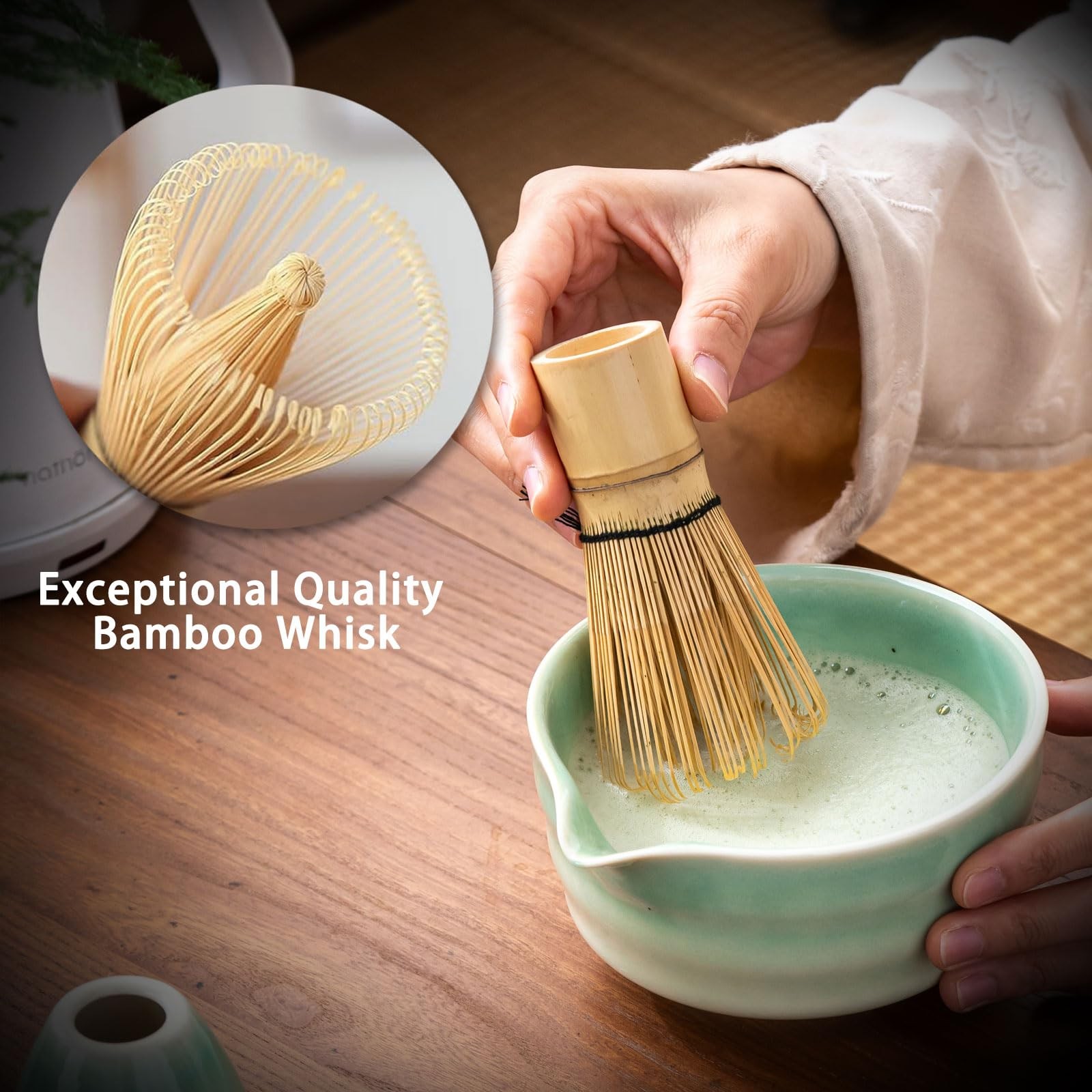 Matcha Whisk Set 5pc Bowl with Spout Sifter Scoop Japanese Tea Kit