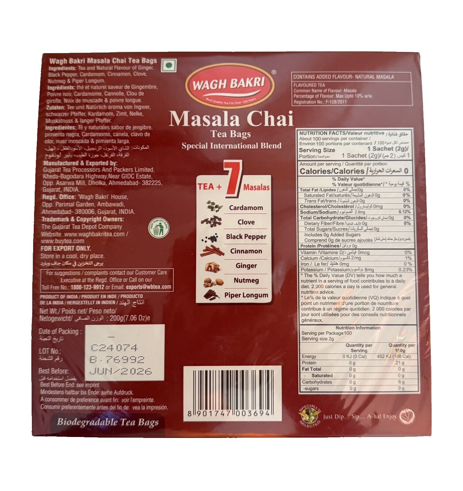 Wagh Bakri Masala Chai 100’S