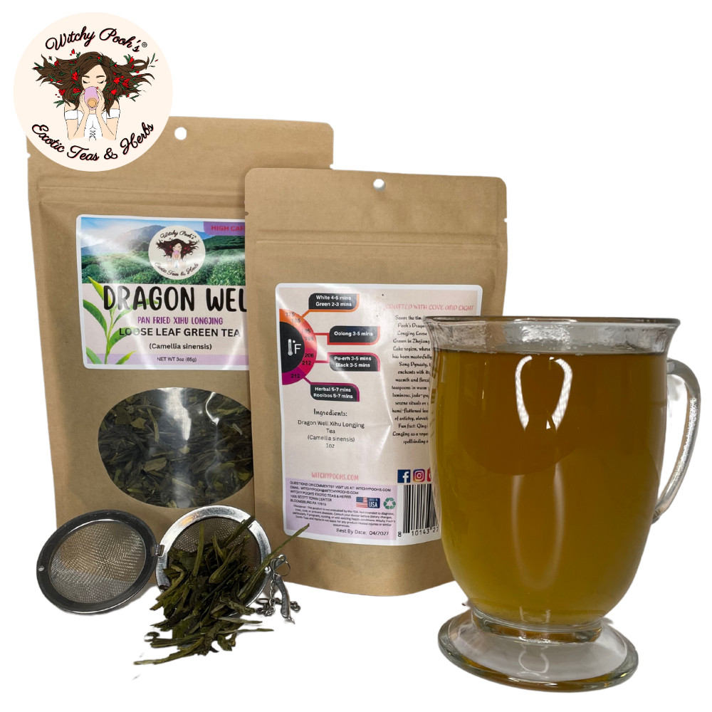 Dragon Well Loose Leaf Green Tea, High Caffeine Equal to Coffee