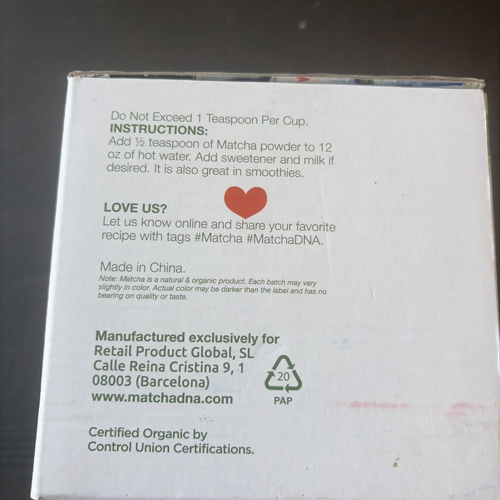 Organic Matcha Certified Tea Exp 07/27 16 Ounces New In Box