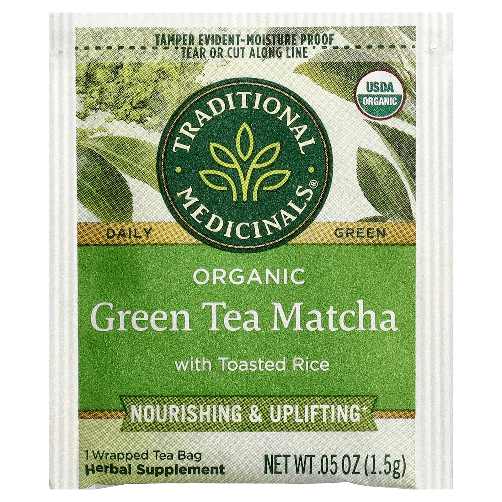 Organic Green Tea with Toasted Rice, Matcha, 16 Wrapped Tea Bags, 0.85 oz (24 g)