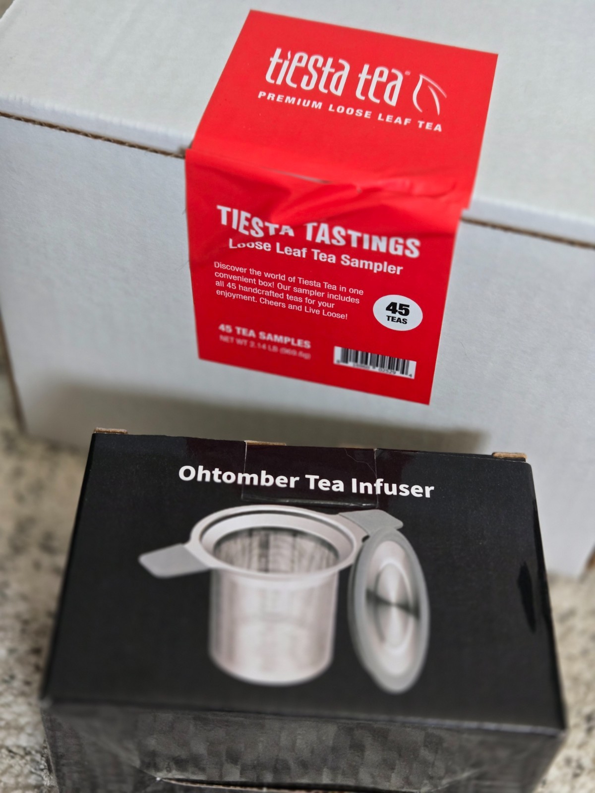 Tiesta Tea Tastings 45 Pouch/500 Cup Dry Loose Leaf Sampler Set & Infuser Bundle