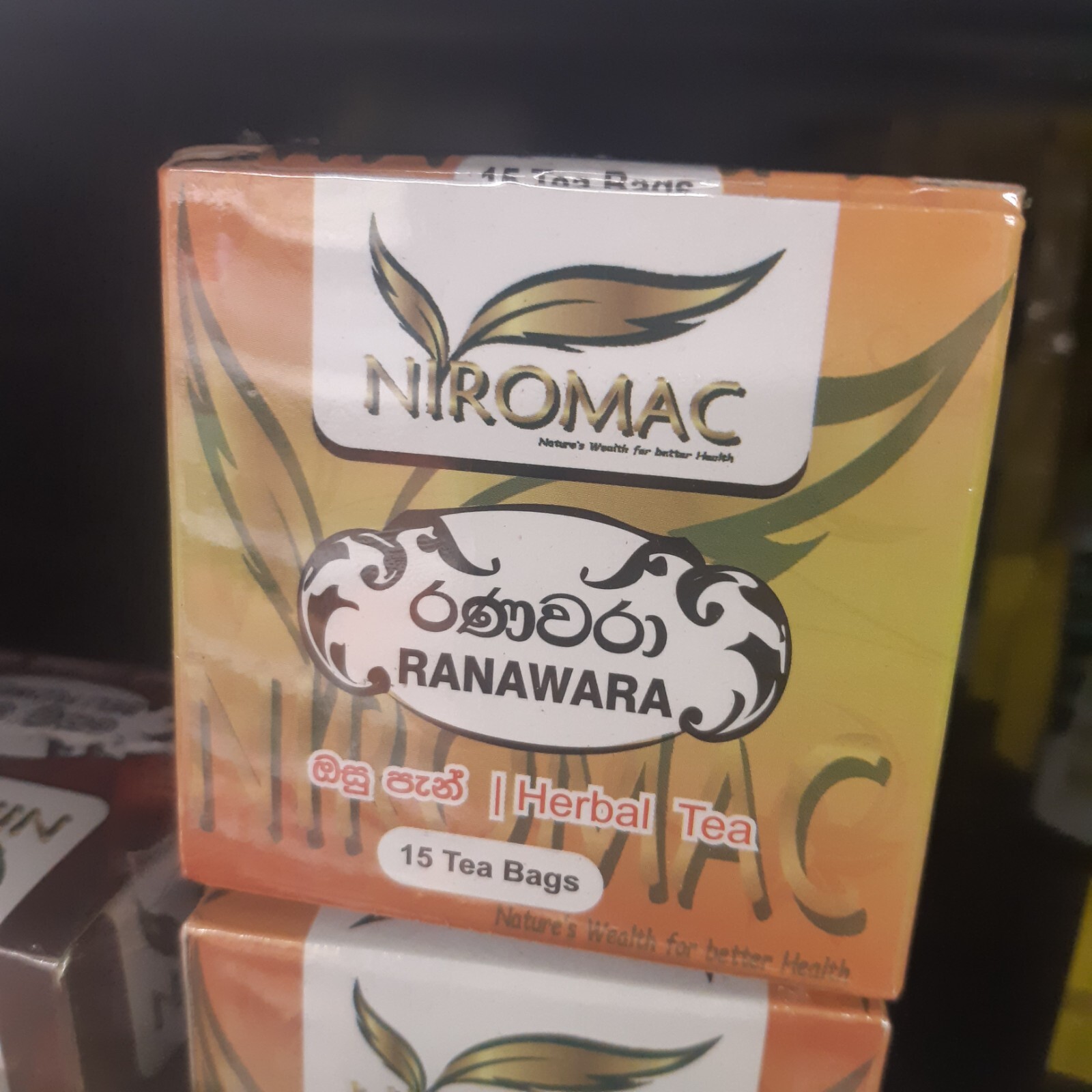 100% Natural Herbals Niromac Pure Organic Vegetarian Ranawara 15 Tea Bags