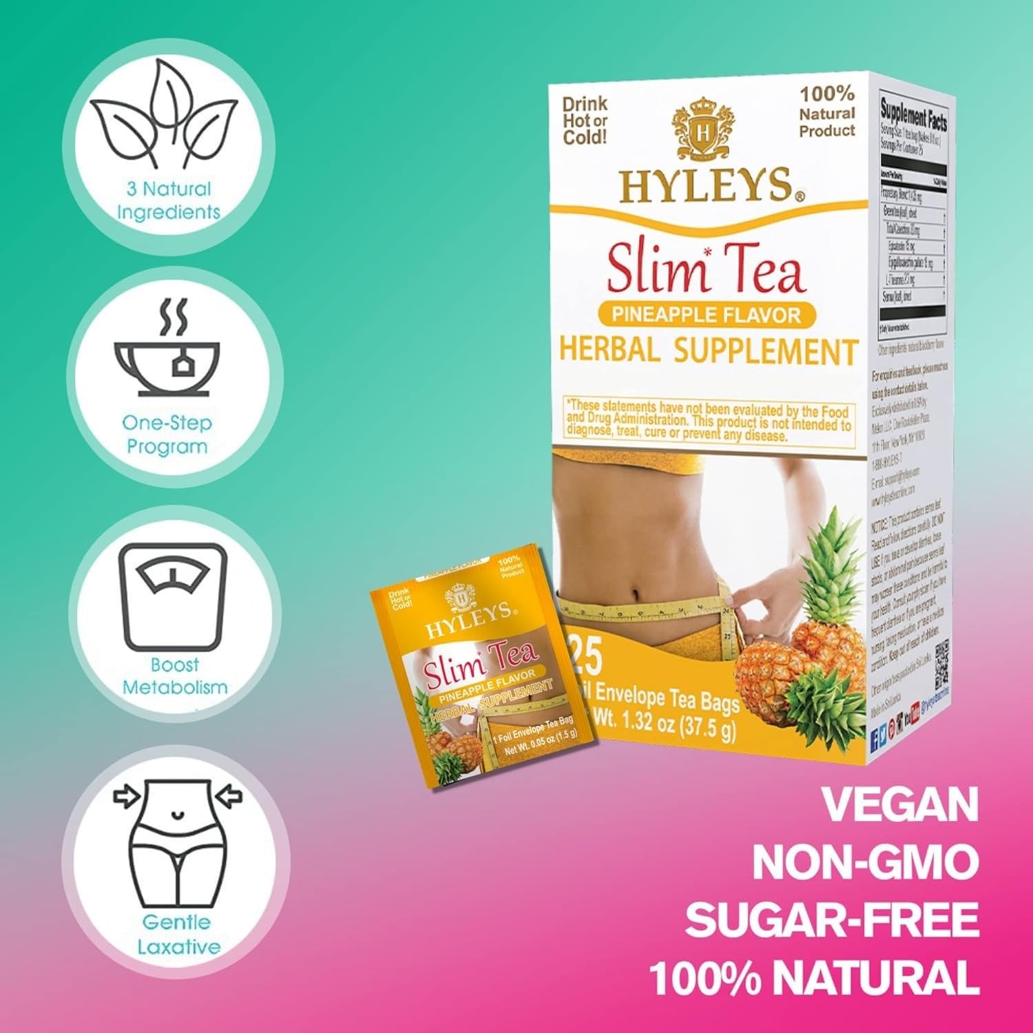 Hyleys Slim Tea Weight Loss Herbal Supplement with 50 Count (Pack of 1)