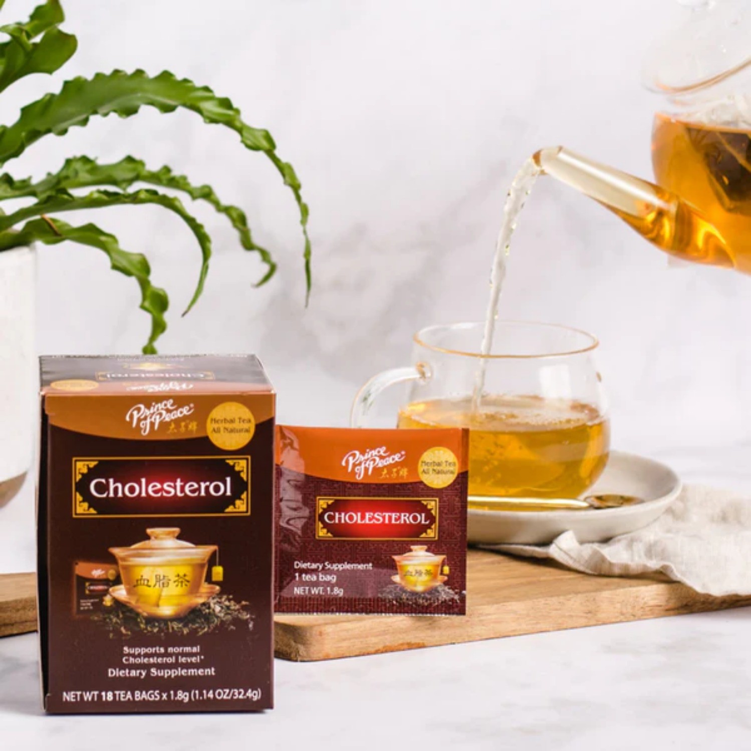 Cholesterol Tea Herbal Tea, 18 Tea Bags Each Box -Prince of Peace