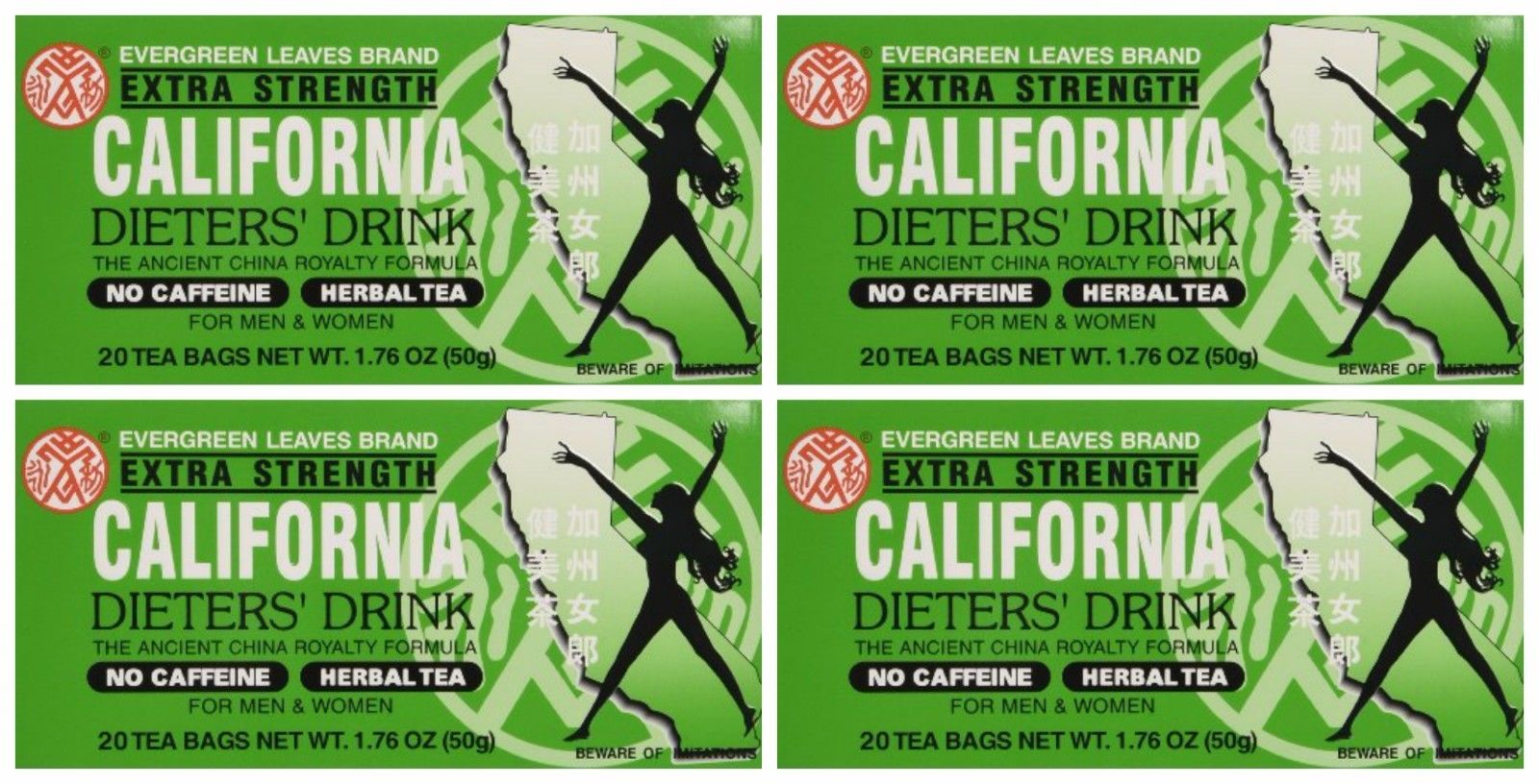 4 BOXES CALIFORNIA DIETERS’ DRINK EXTRA STRENGTH TEA 1.76 OZ (20 Tea Bags)