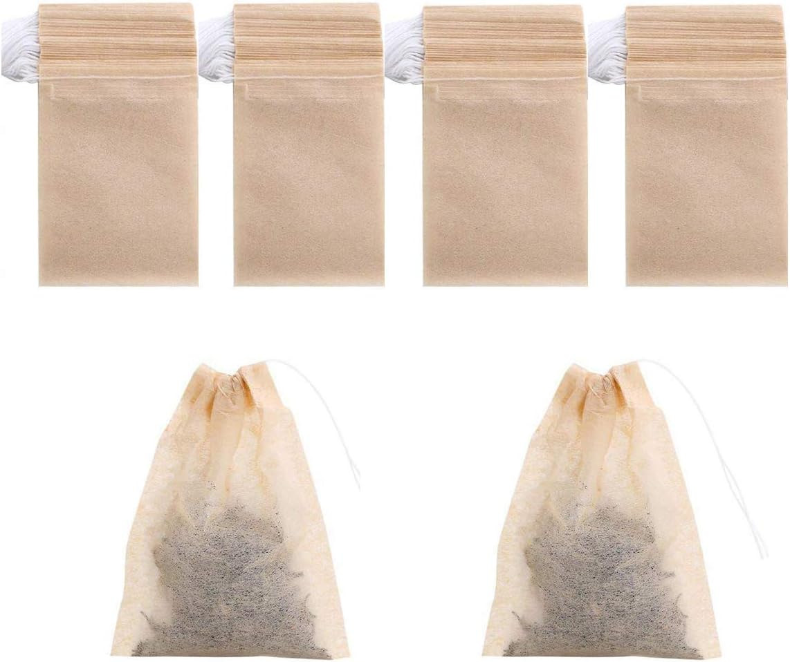 400 Pack Disposable Drawstring Tea Filter Bags Safe & Natural Unbleached Paper T