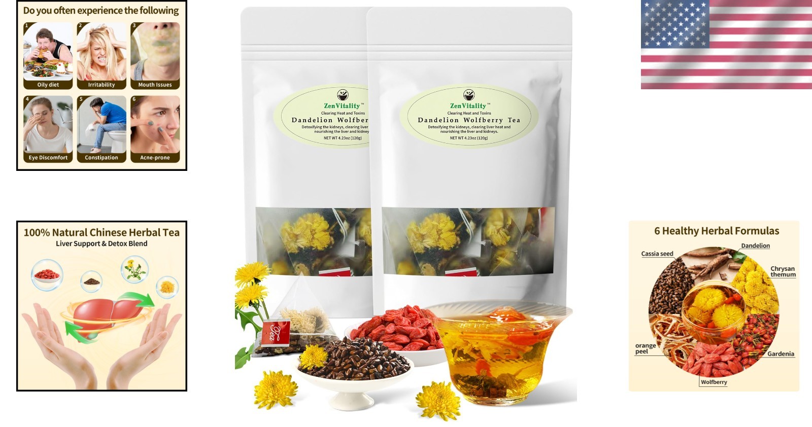 Dandelion Goji Berry Tea – Earthy Flavor with Health Benefits (24 Count)